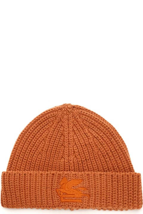 Hats for Women Etro Orange Wool Cap