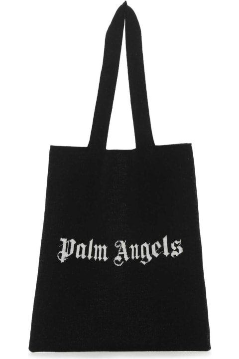 Totes for Men Palm Angels Black Wool Blend Shopping Bag
