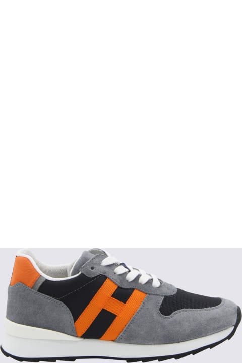 Hogan for Kids Hogan Grey-orange Leather Sneakers