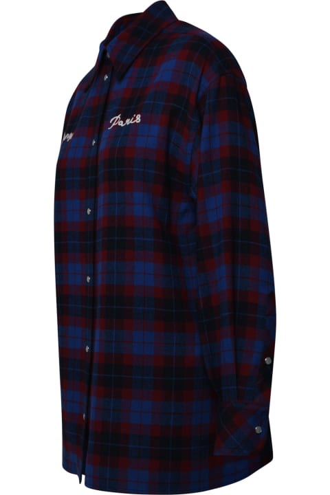 Blue And Red Wool Blend Shirt