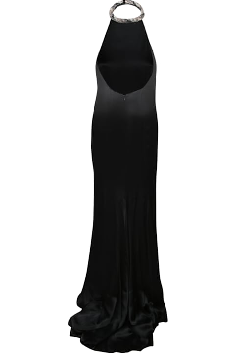 Amen Clothing for Women Amen Black Satin Torchon Long Dress