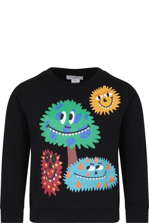 Fashion for Boys Stella McCartney Kids Black Sweatshirt For Boy With Monster Print