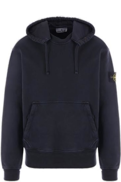 Stone Island for Men Stone Island Compass Patch Drawstring Hoodie