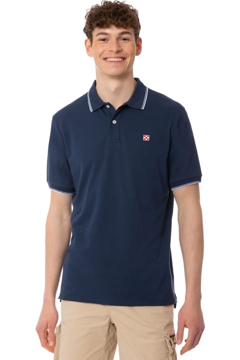 Homeware MC2 Saint Barth Blue Navy Piquet Polo With St. Barth Logo