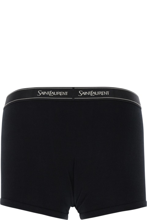 Underwear for Men Saint Laurent Black Boxer Briefs With Logo Lettering Embroidery In Ribbed Cotton Man