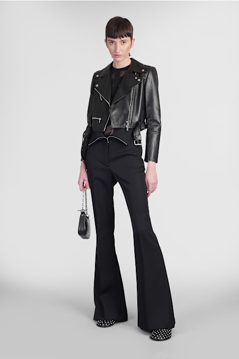Coats & Jackets for Women Alexander McQueen Biker Jacket In Black Leather