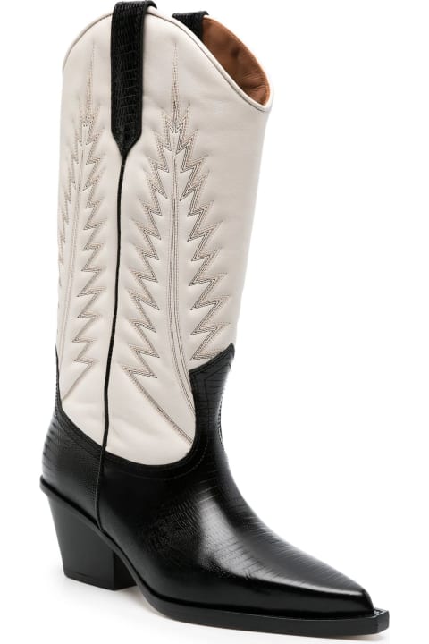 Paris Texas Shoes for Women Paris Texas Bone White And Black Calf Leather Boots