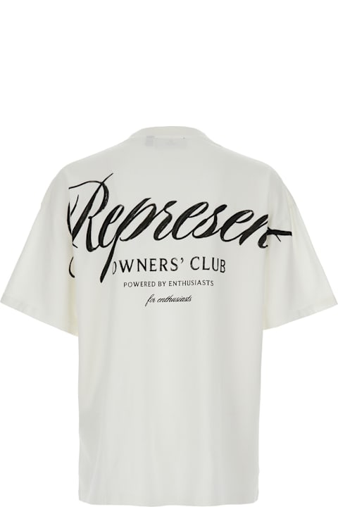 Homeware REPRESENT White Crewneck T-shirt With With Front And Back Owners Club Print In Cotton Man