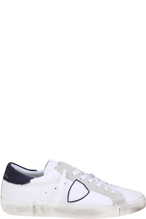 Homeware Philippe Model Prsx Low Sneakers In White/blue Leather