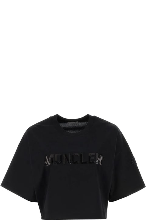 Moncler Topwear for Women Moncler Black Cotton Oversize T-shirt