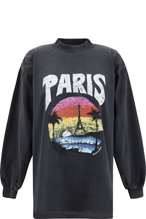Balenciaga Fleeces & Tracksuits for Women Balenciaga Paris Maxi Print Top