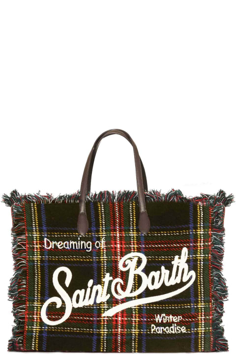 MC2 Saint Barth for Women MC2 Saint Barth Vanity Wooly Blue Tartan Shoulder Bag