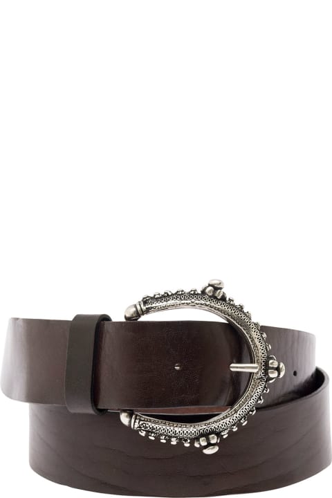 Parosh Accessories for Women Parosh Brown Belt With Circle Buckle In Leather Woman