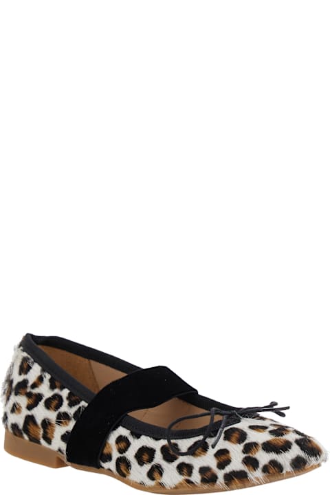 Homeware Pom d'Api Multicolor Ballet Shoes With Adjustable Strap Closure And All-over Leopard Motif In Fabric Girl