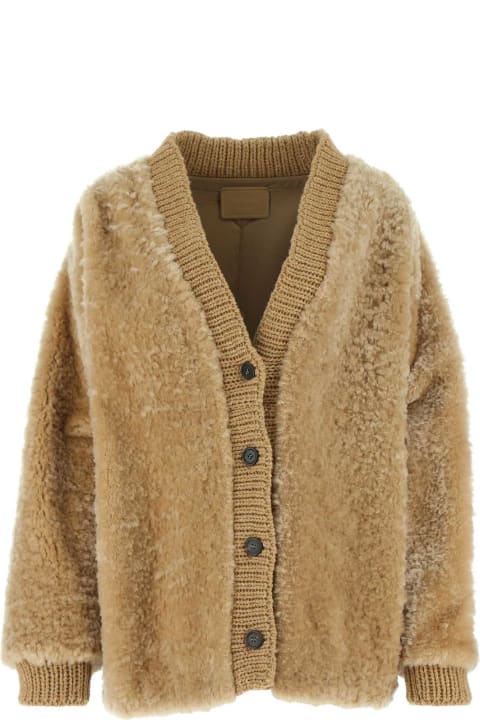 Sweaters for Women Prada Camel Wool Blend Cardigan