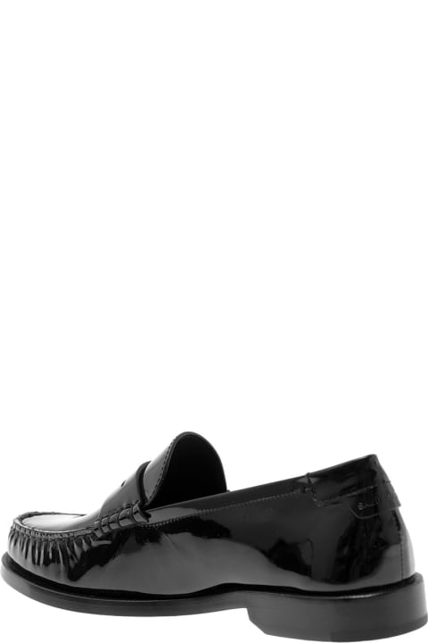 Black Loafers With Metallic Cassandre In Patent Leather Man