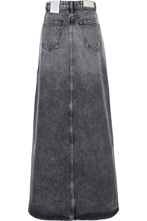 Homeware Icon Denim Grey High Waist Long Skirt With Logo Patch On The Rear And Logo Detail On The Rear In Denim Woman