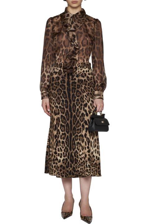 Fashion for Women Dolce & Gabbana Leopard Print Jersey Midi Skirt