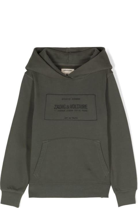 Zadig & Voltaire Sweaters & Sweatshirts for Boys Zadig & Voltaire Zadig & Voltaire Felpa Verde In Cotone Con Cappuccio Bambino