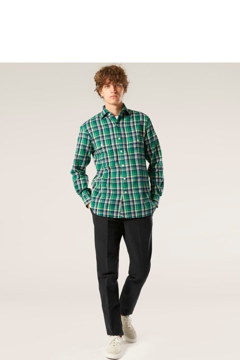 أدوات منزلية doppiaa Aantero Green Flannel Checked Shirt