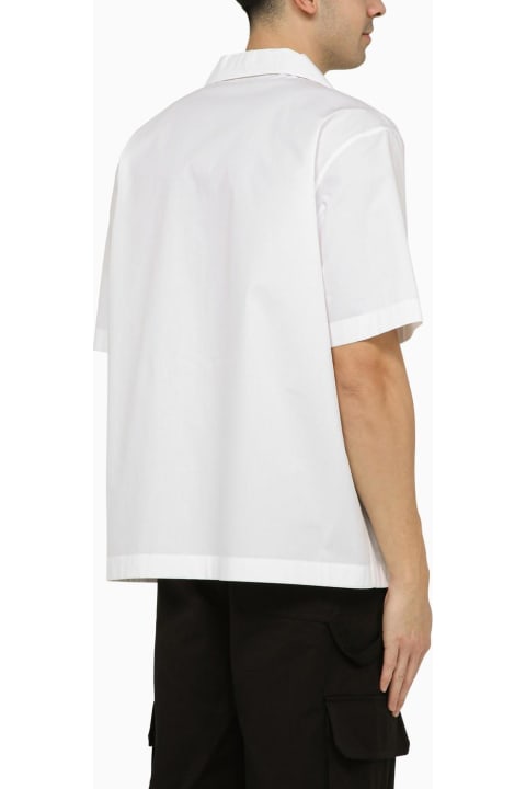 Valentino Shirts for Men Valentino White Bowling Shirt With V Inlay