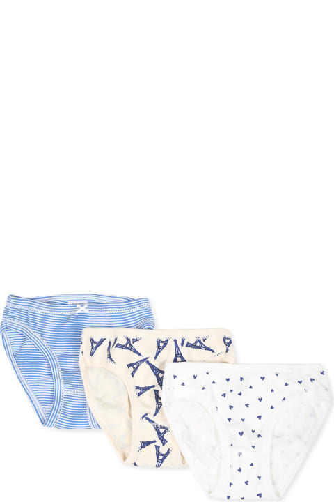 Homeware Petit Bateau Multicolor Brief Set For Girl With Tour Eiffel