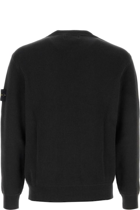 Sweaters for Men Stone Island Charcoal Cotton Sweater
