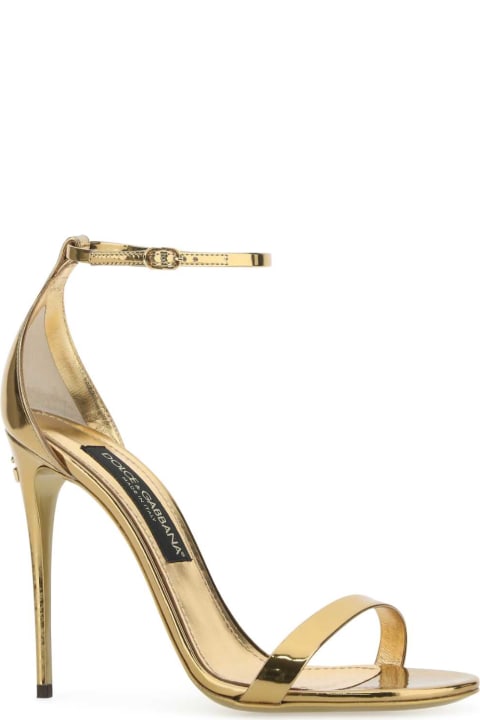 Sale for Women Dolce & Gabbana Gold Leather Keira Sandals