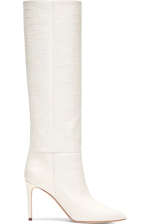 Fashion for Women Paris Texas White Croc-effect Leather Boots