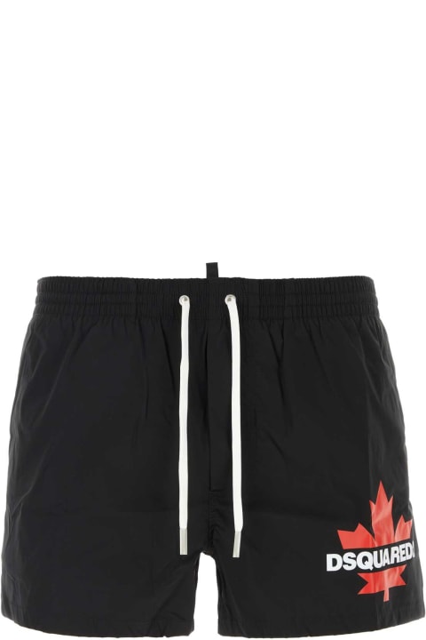 Dsquared2 Swimwear for Men Dsquared2 Black Stretch Nylon Swimming Shorts