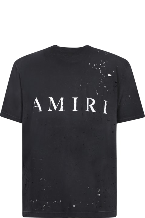 メンズ ウェア AMIRI Straggered Logo Black T-shirt