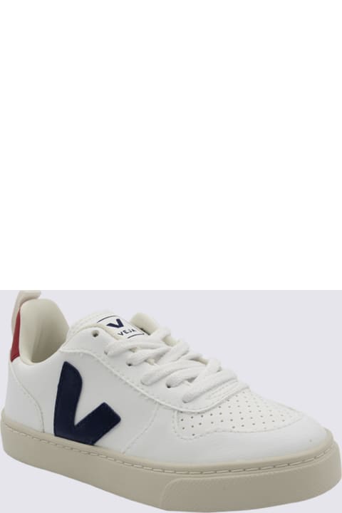 Veja Shoes for Boys Veja White And Red Leather Esplar Sneakers