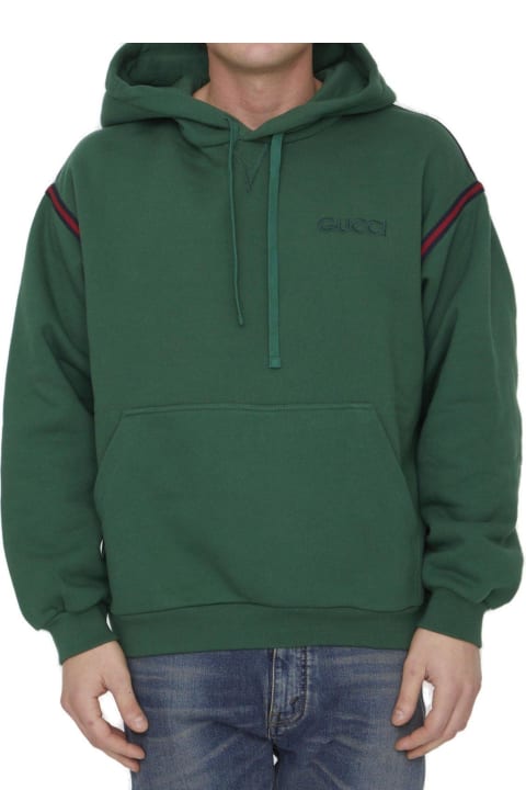 Sale for Men Gucci Logo Embroidered Drawstring Hoodie