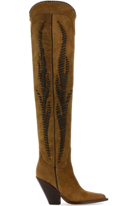 Sonora Boots for Women Sonora Camel Suede Hermosa Twist Over-the-knee Boots