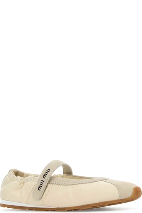 Miu Miu for Women Miu Miu Sand Suede And Fabric Ballerinas