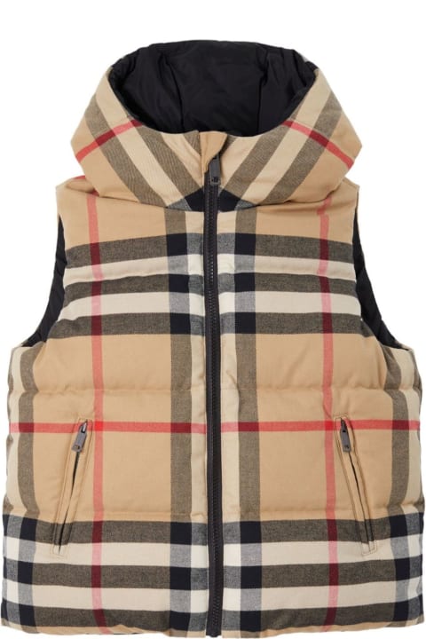 Coats & Jackets for Boys Burberry Burberry Smanicato Rainer Reversibile In Cotone Con Cappuccio Bambino
