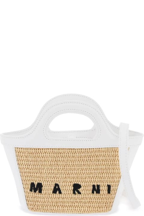 Marni Bags for Women Marni Micro Tropicalia Summer Bag In White Leather And Natural Raffia