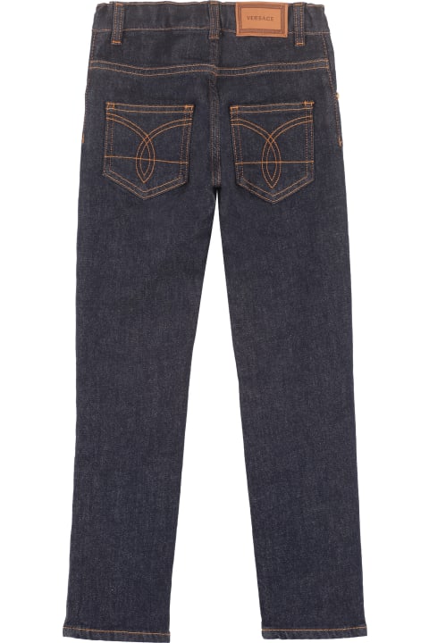 Young Versace for Kids Young Versace Logo Print 5-pocket Jeans