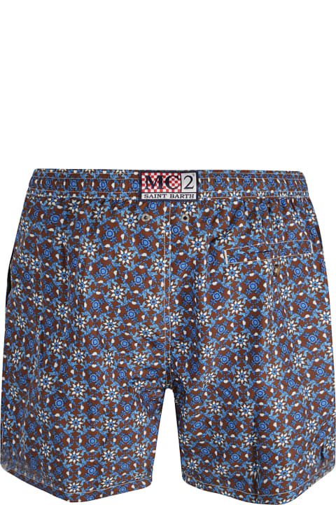 Clothing for Men MC2 Saint Barth Pattern Print Drawstring Waist Swim Shorts