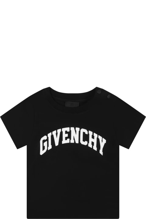 Givenchy Topwear for Baby Girls Givenchy Black T-shirt For Baby Boy With Logo