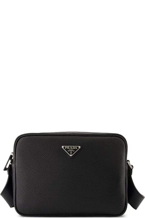Prada for Kids Prada Prada Leather Shoulder Bag With Logo Plaque