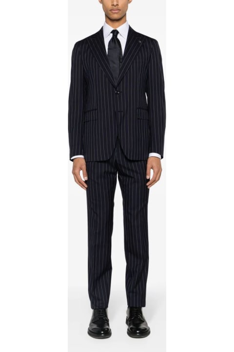 Suits for Men Tagliatore Dark Pinstriped Single-breasted Wool Suit