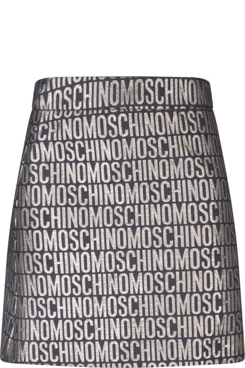 ウィメンズ Moschinoのスカート Moschino Black And Gold Logo Mini Skirt