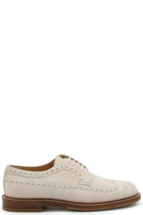 Loafers & Boat Shoes for Men Brunello Cucinelli Perforated-embellished Lace-up Derby Shoes