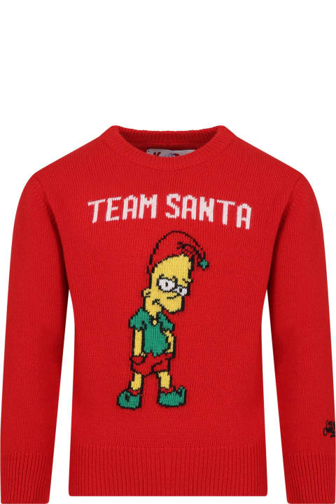 Homeware MC2 Saint Barth Red Sweater For Boy With Bart Simpson