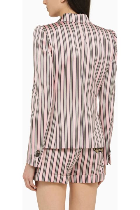 Dsquared2 for Women Dsquared2 Pink\/blue Striped Single-breasted Jacket In Cotton Blend