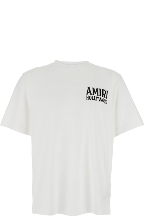 AMIRI for Men AMIRI 'jazz Wolf' White Crewneck T-shirt With Logo Lettering On The Front And Maxi Print On The Rear In Cotton Man