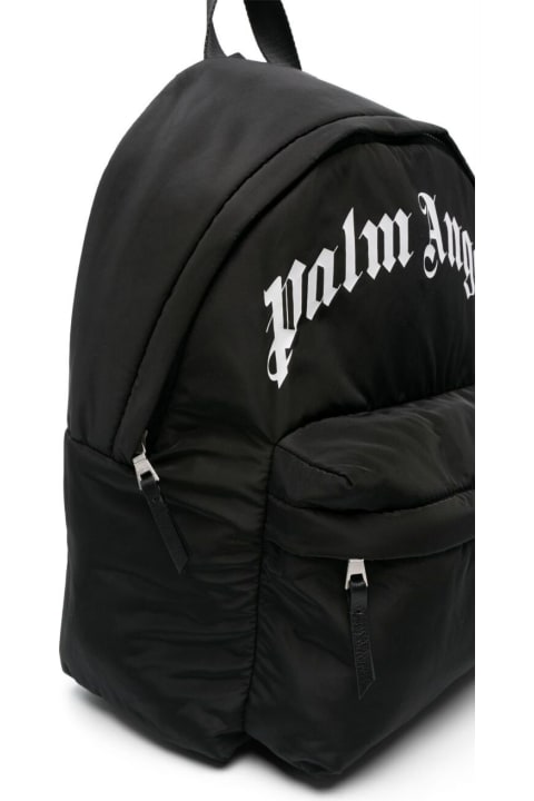 Palm Angels for Kids Palm Angels Black Backpackwith Logo In Techno Fabric Boy