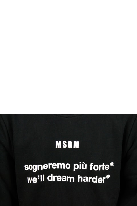 ガールズ MSGMのニットウェア＆スウェットシャツ MSGM Long-sleeved Crewneck Sweatshirt In Cotton With Writing