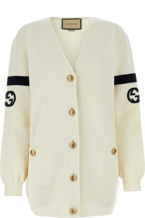 Fleeces & Tracksuits for Women Gucci Ivory Wool Blend Cardigan